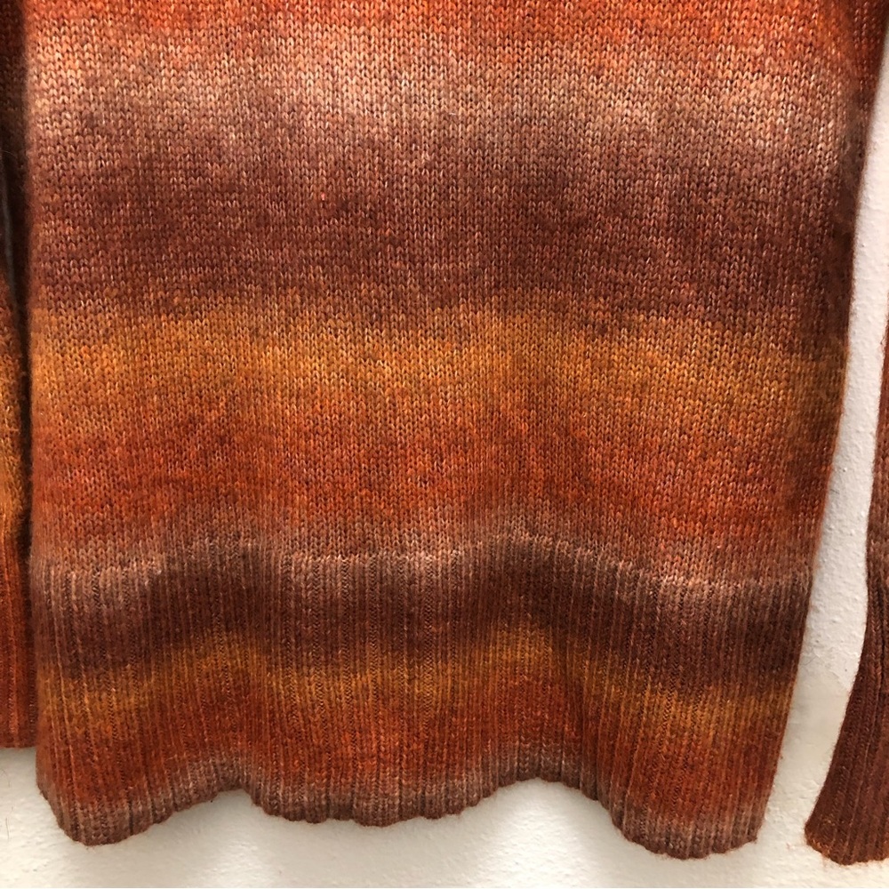 a.n.a Long Sleeve V-Neck Color Block Chain Knit Sweater Women's Size M O/Brown - Picture 4 of 7